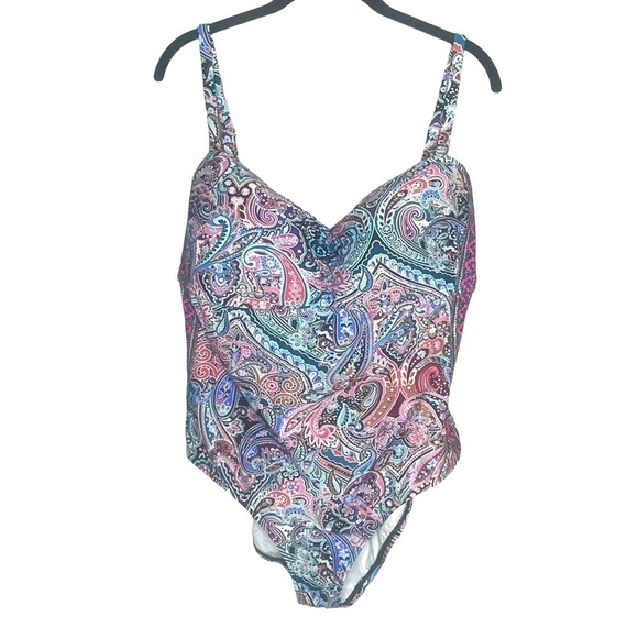LA BLANCA Multicolor Paisley Convertible One Piece Swimsuit - Picture 1 of 4